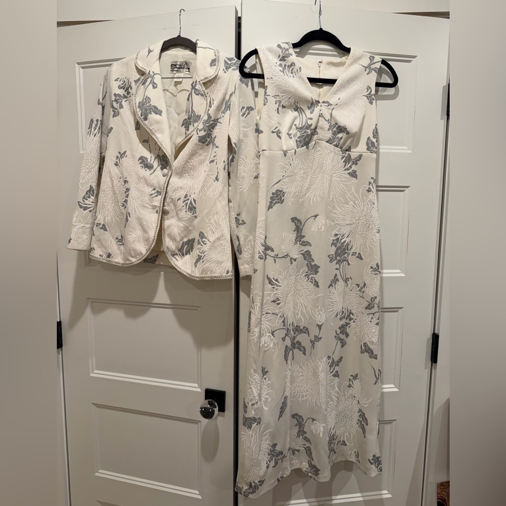 Alfred Shaheen Vintage  Floral Midi Dress and Jacket Set
